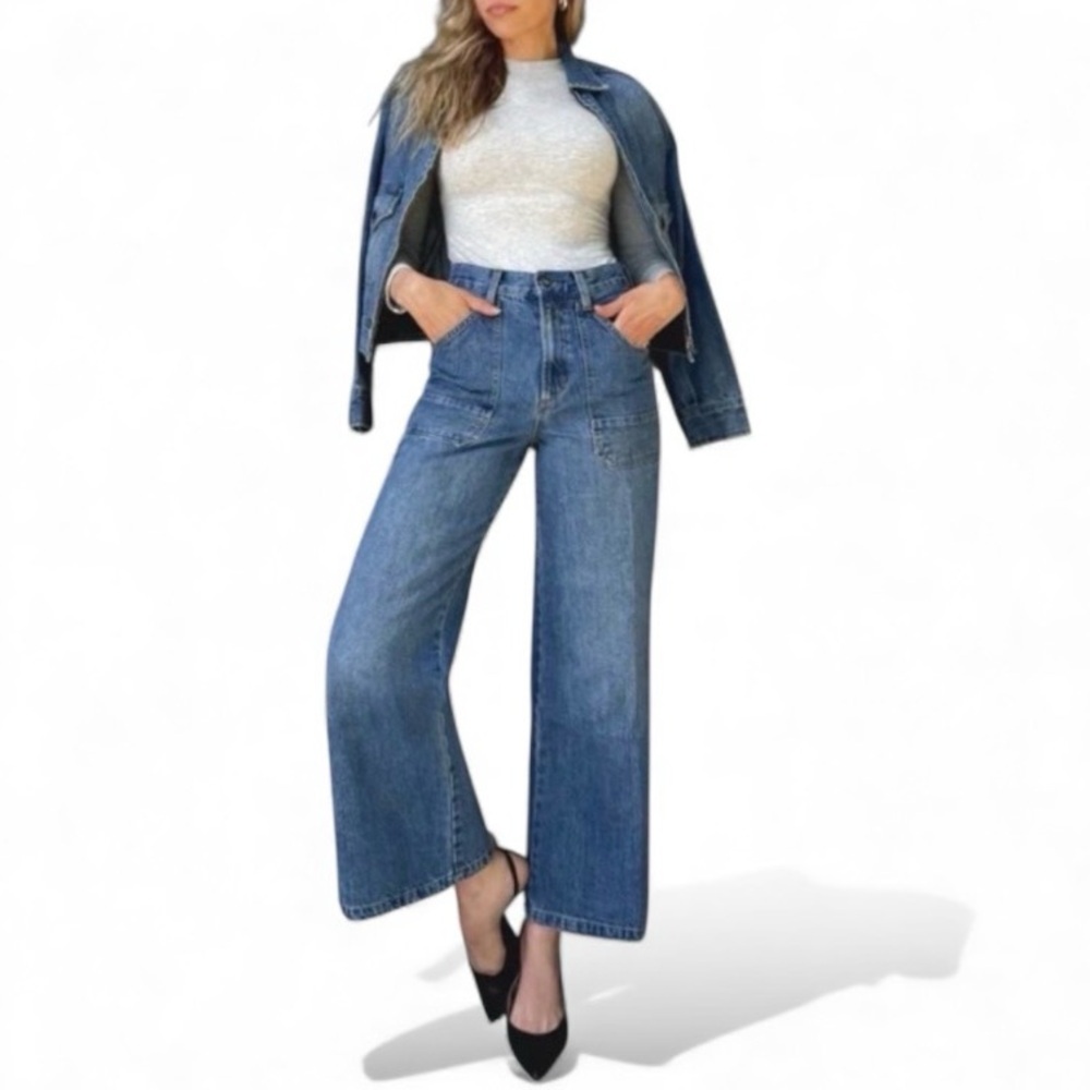 EUC Favorite Daughter The Mischa Super High Rise Utility Jeans in Paris -Size 34